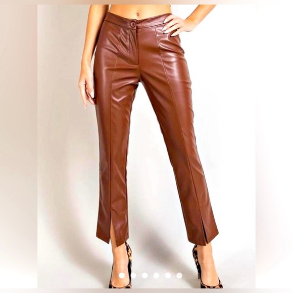 Wildfox Princess Seams Faux Leather Split Hem Pants - Picture 4 of 8